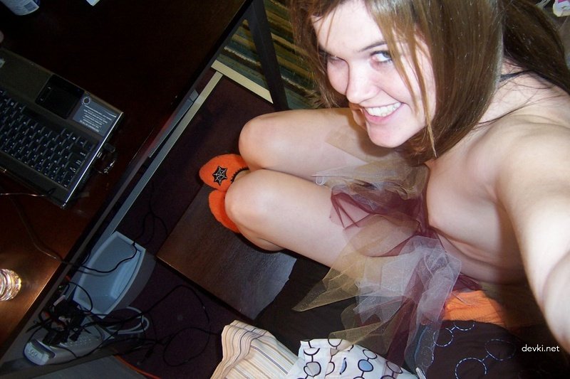 Drunk slut shows off her hairy pussy