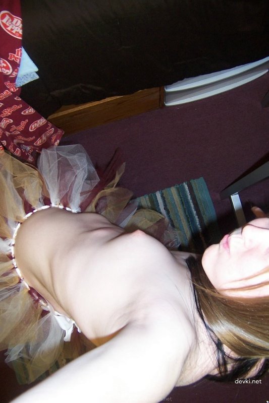 Drunk slut shows off her hairy pussy