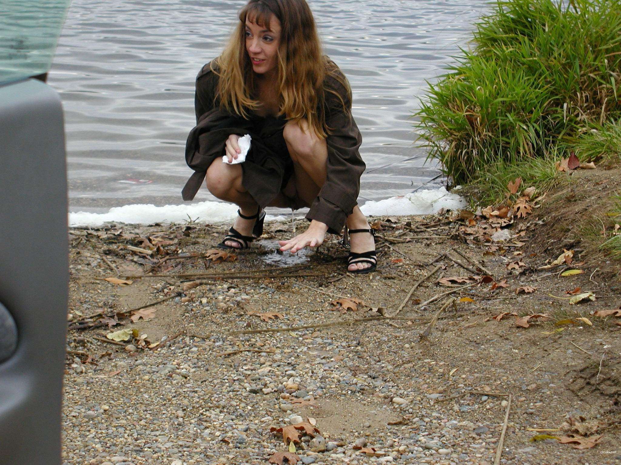 Skinny babe flaunts her pussy piercings in steamy close-up.