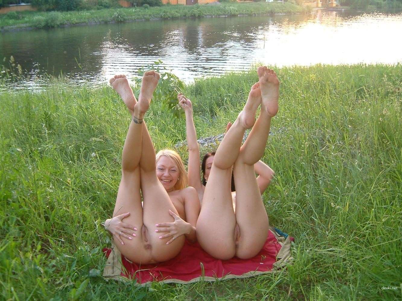 Wild Young Sluts Lick Their Pussies Outdoors