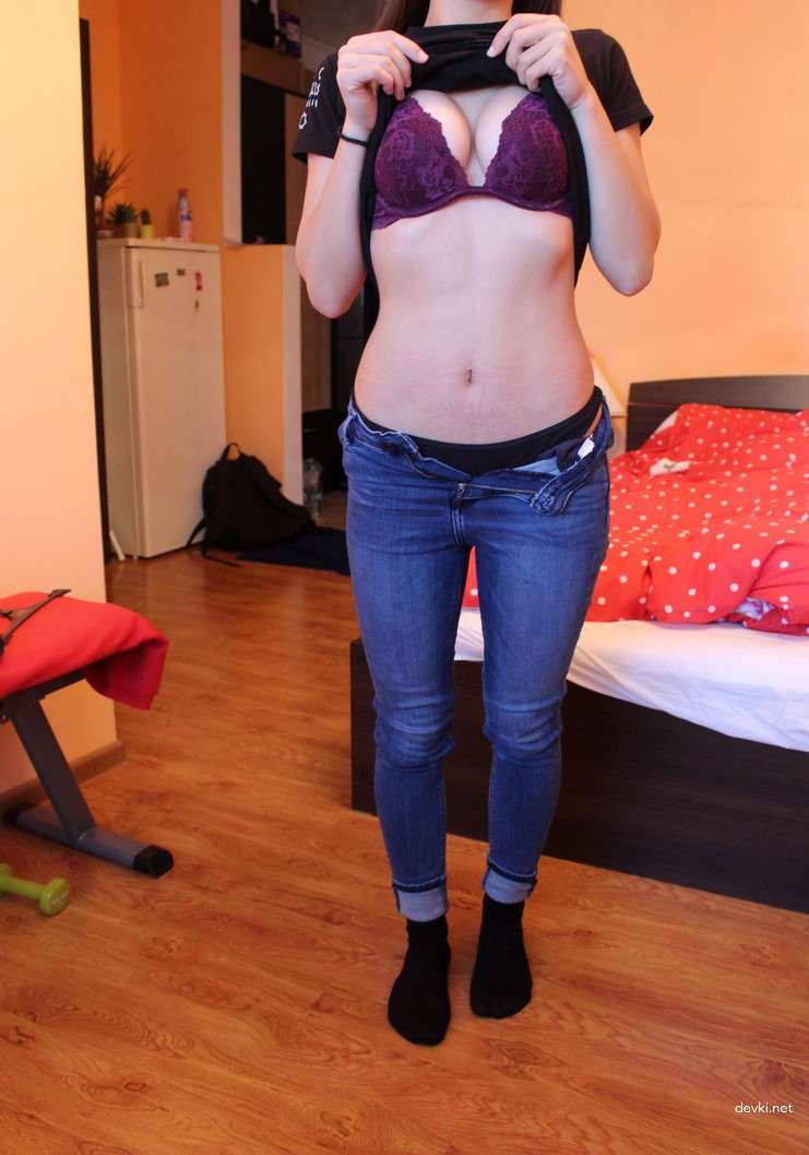 Uncensored Home Strip Tease with Hairy Pussy