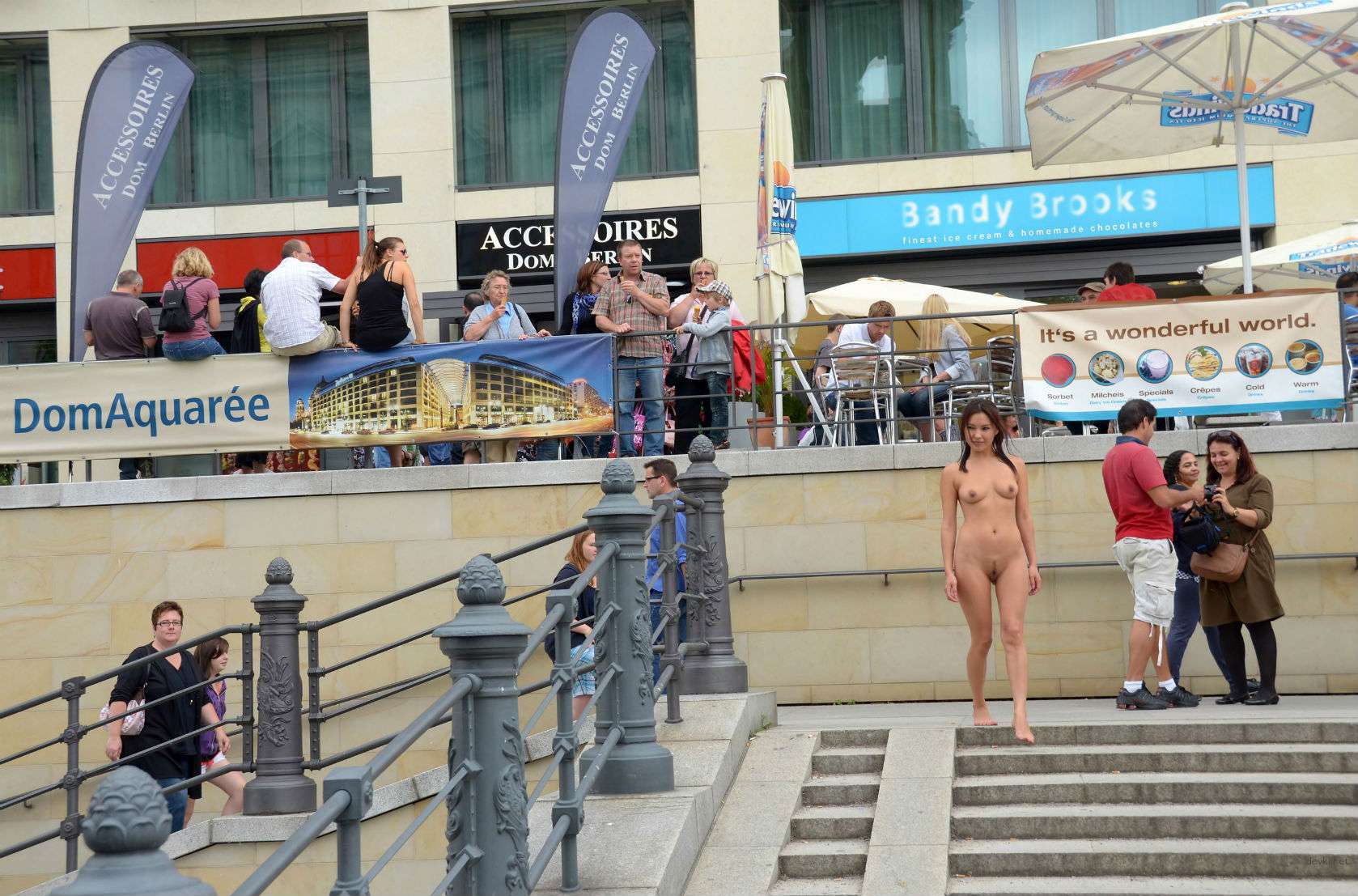 Naked Asian Girl Walking in the Street: Explicit Public Nudity in Broad Daylight