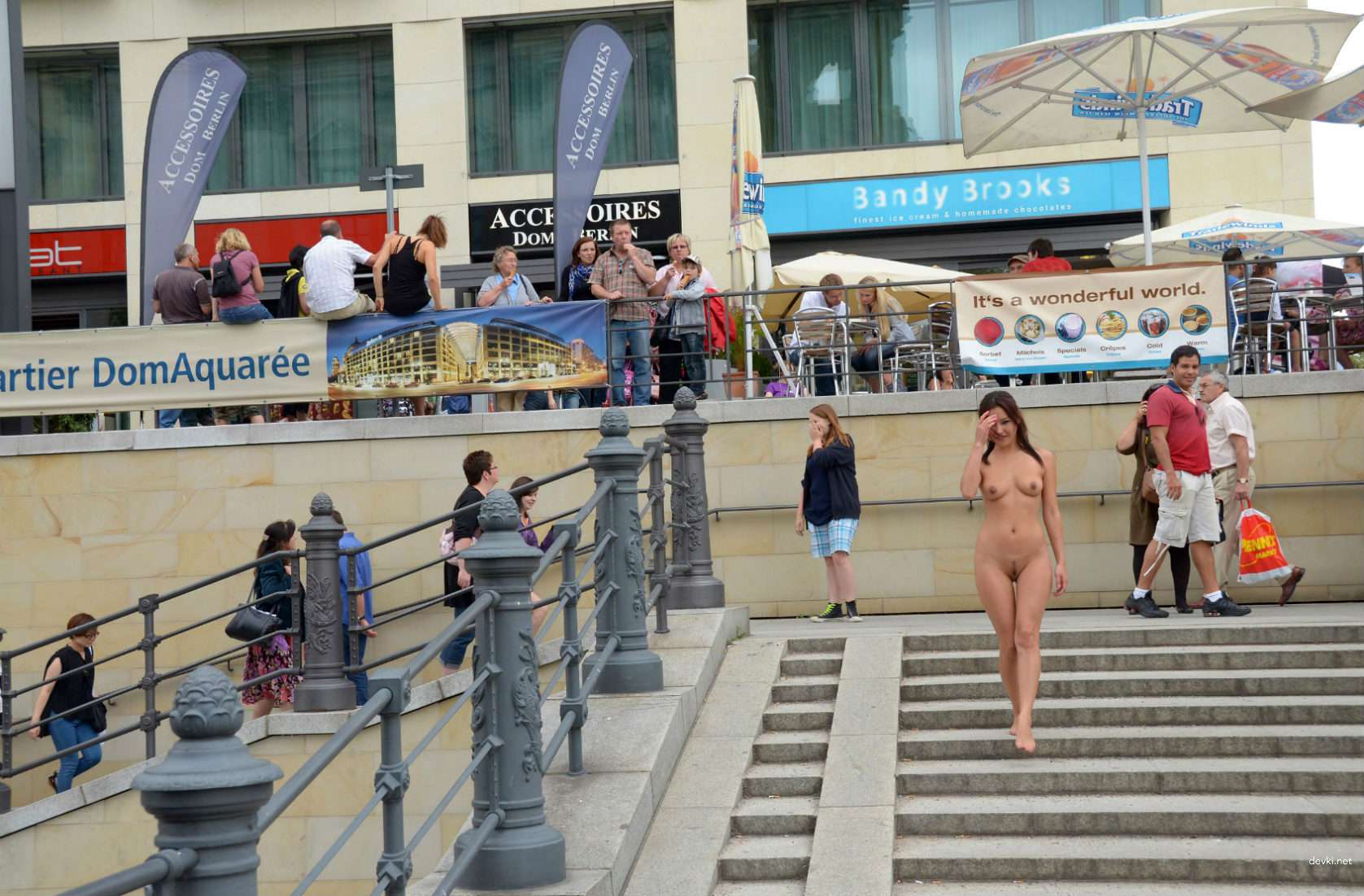 Naked Asian Girl Walking in the Street: Explicit Public Nudity in Broad Daylight