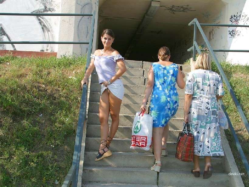 Naked Chick Struts Through City Streets - Explicit Public Nudity