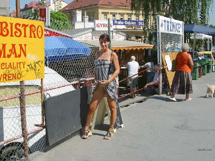 Naked Chick Struts Through City Streets - Explicit Public Nudity