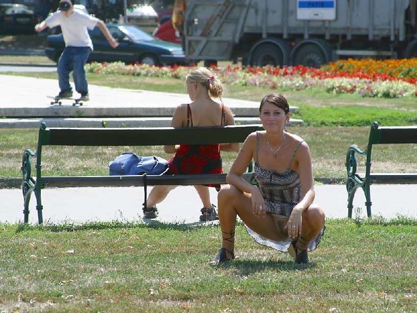 Naked Chick Struts Through City Streets - Explicit Public Nudity