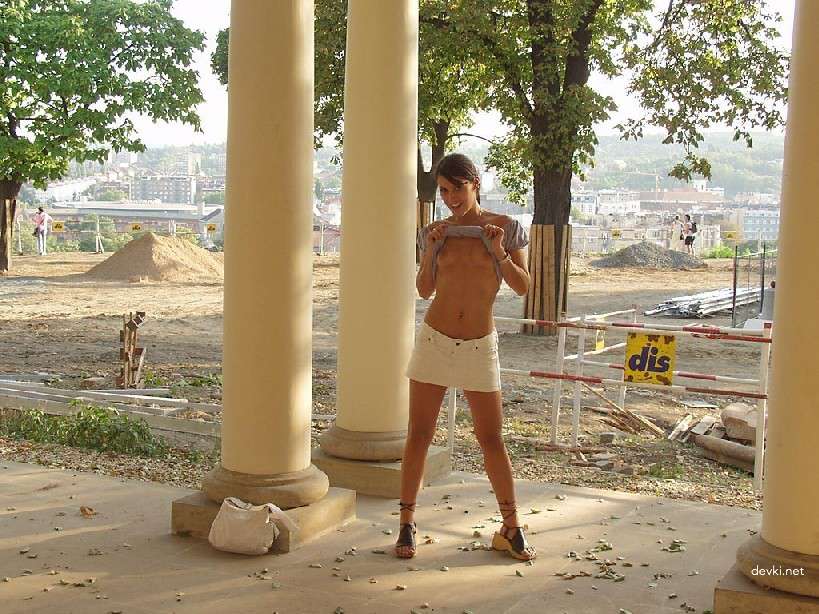Naked Chick Struts Through City Streets - Explicit Public Nudity