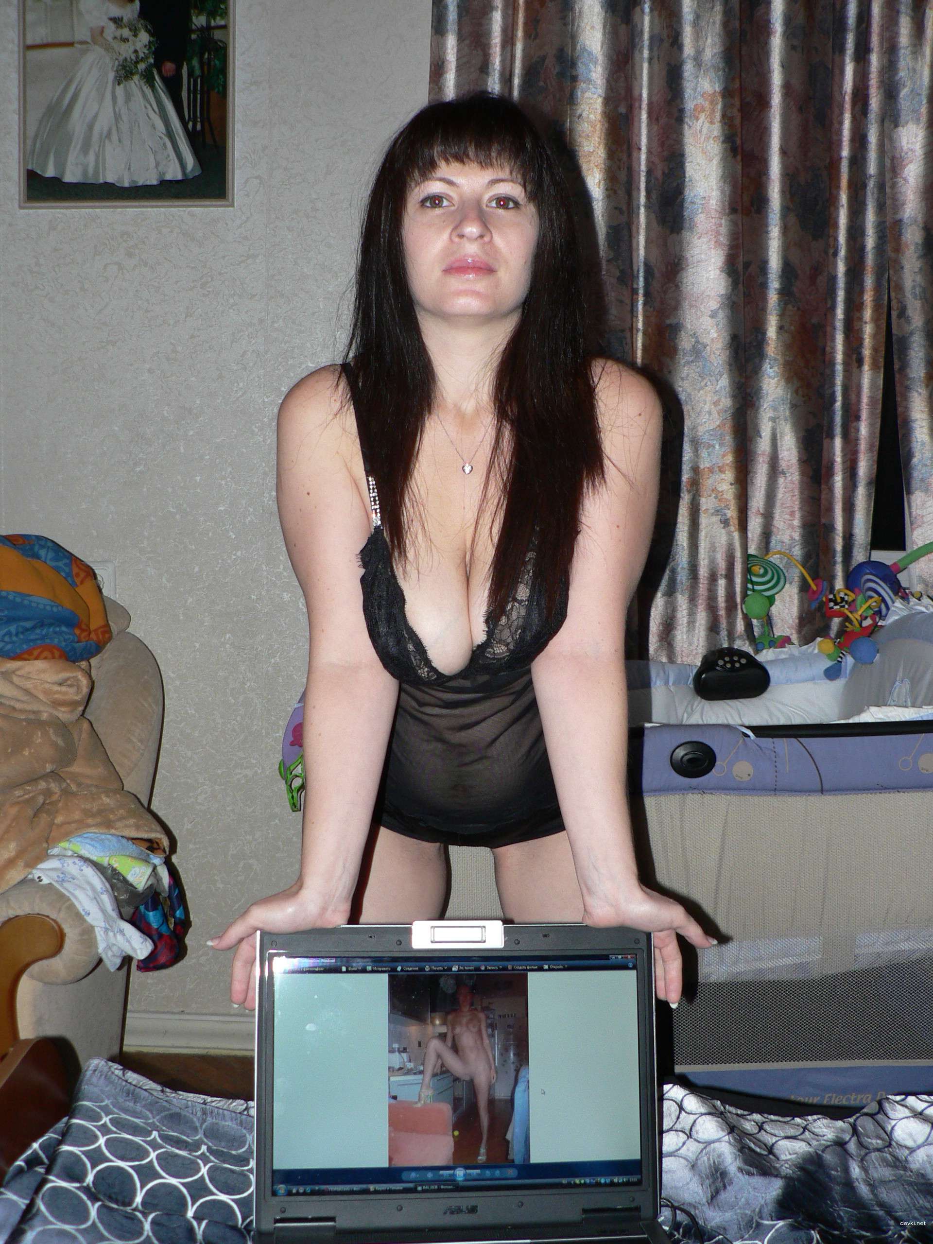 Slender Woman with Gorgeous Legs in Explicit Porn Photo