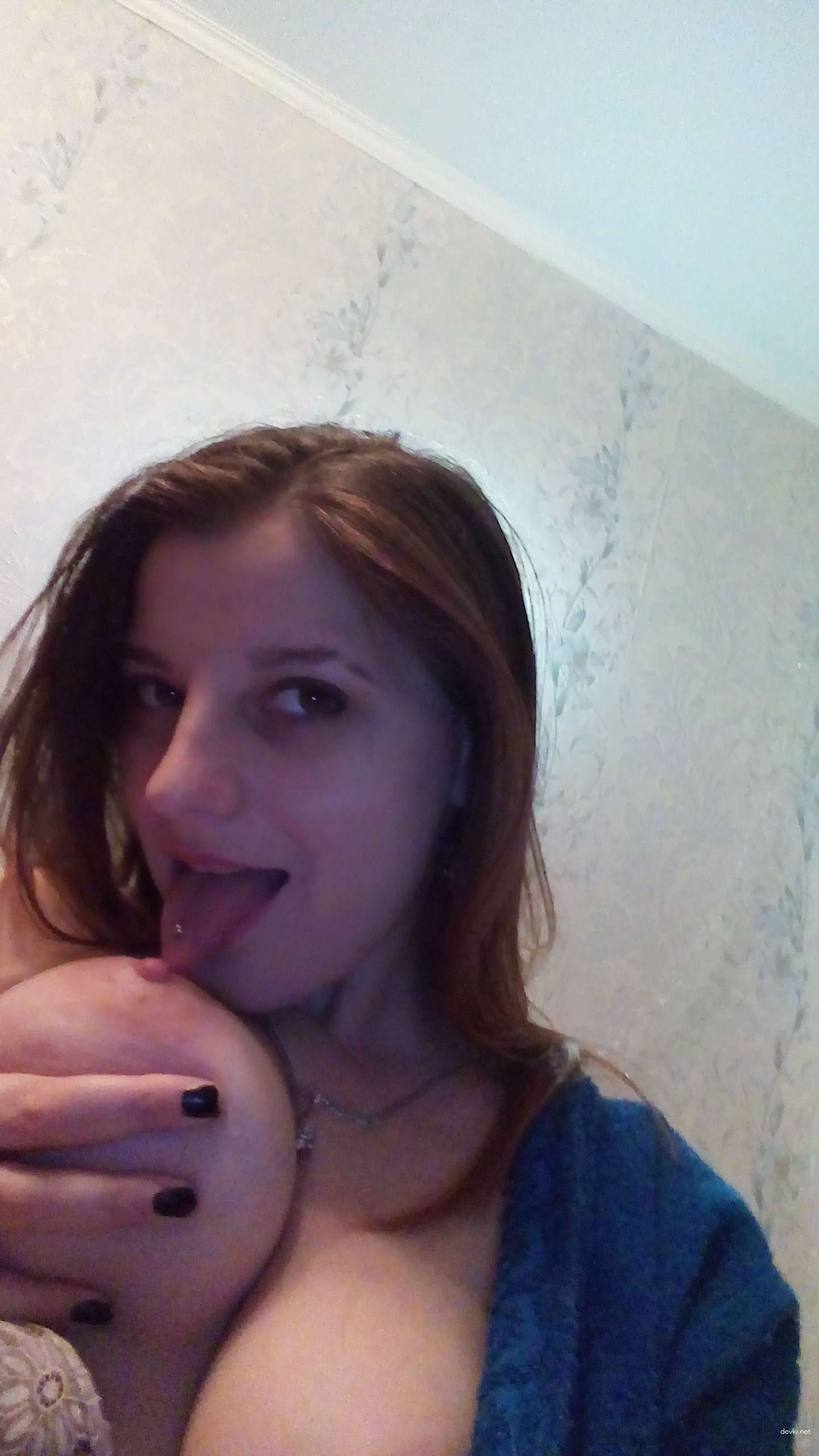 Seductive girl teasing her tits - Explicit boob play session