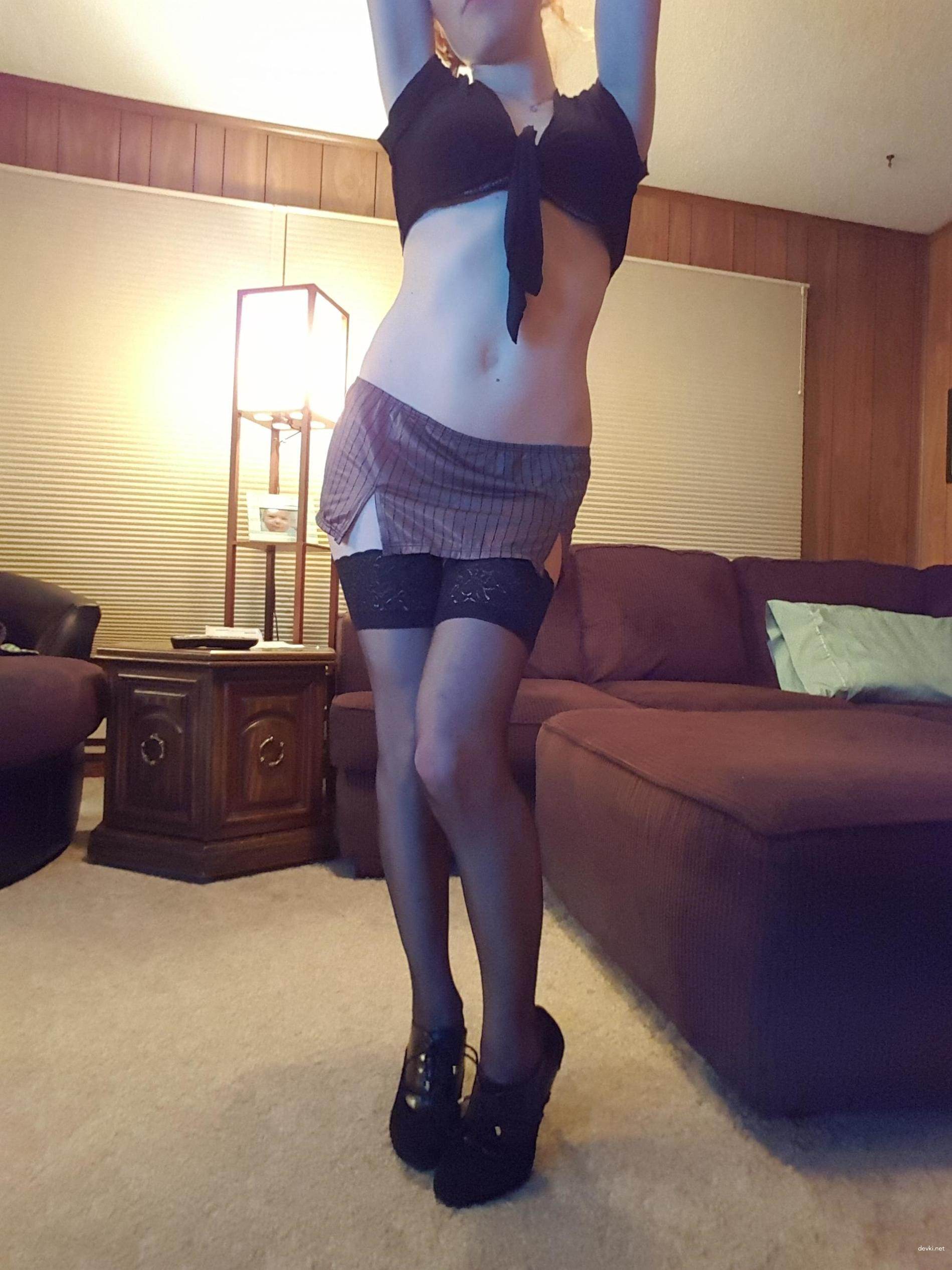 Redhead in Stockings: Explicit Erotic Content