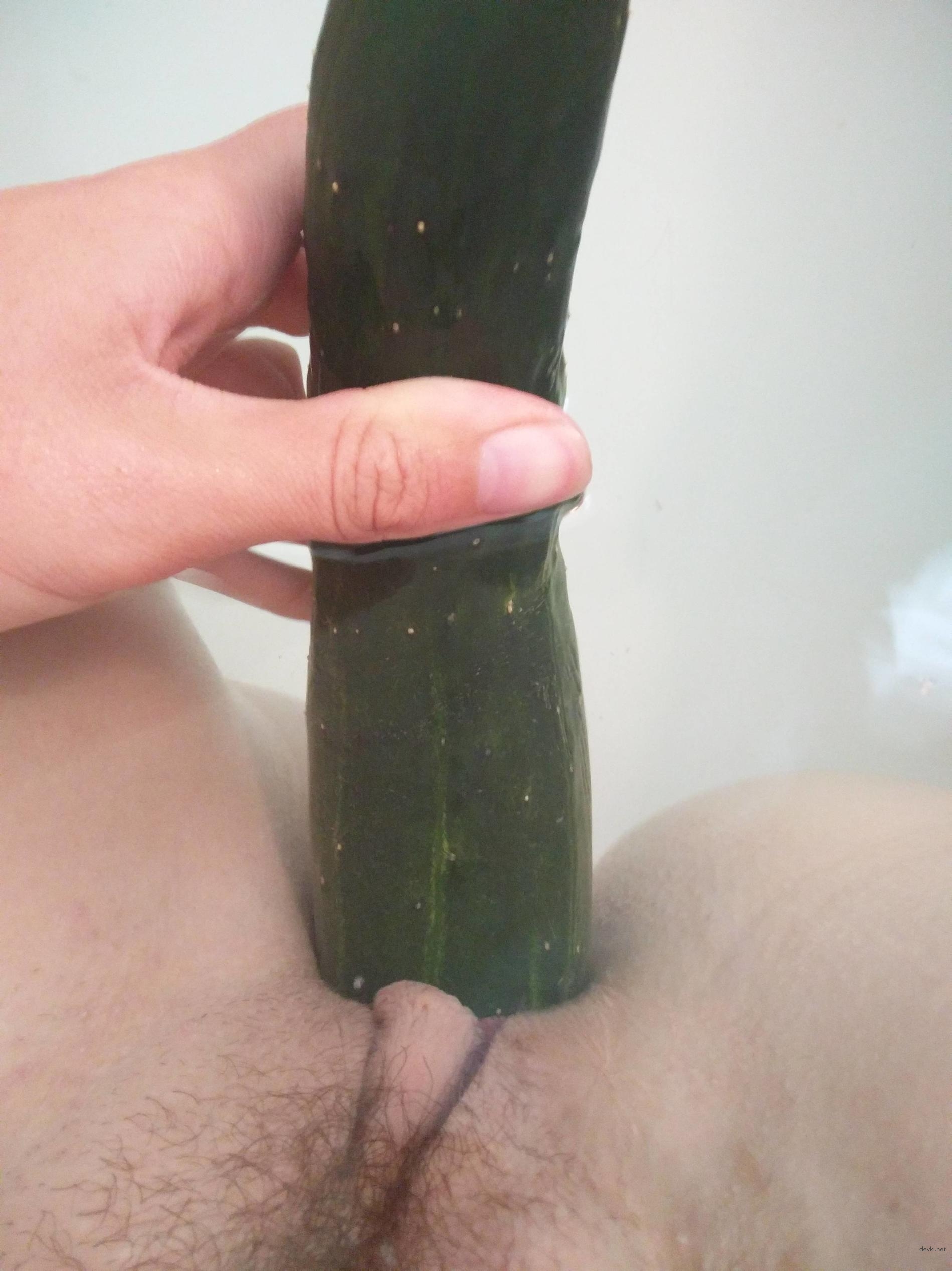 Outdoor posing and cucumber masturbation at home - Explicit solo porn
