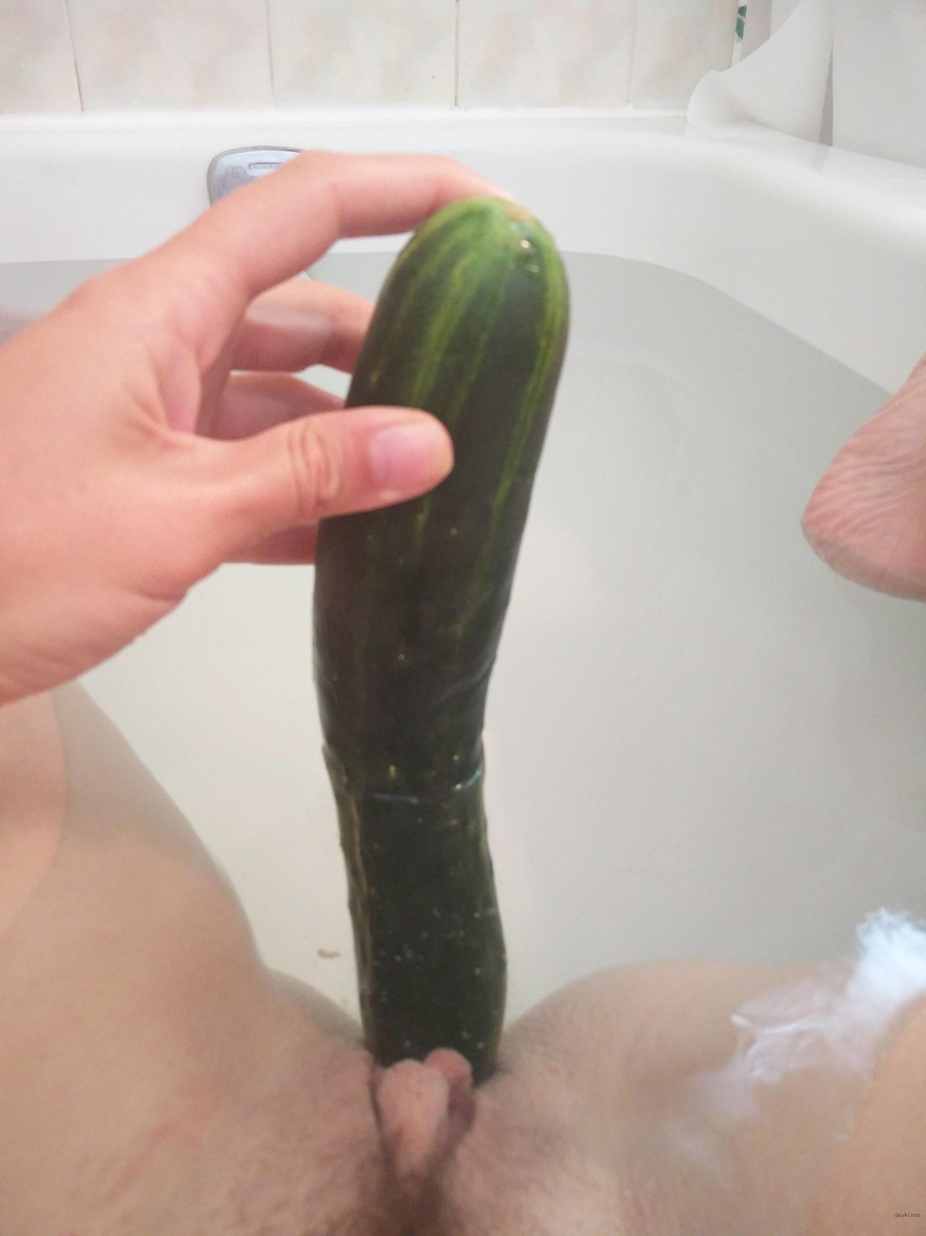 Outdoor posing and cucumber masturbation at home - Explicit solo porn