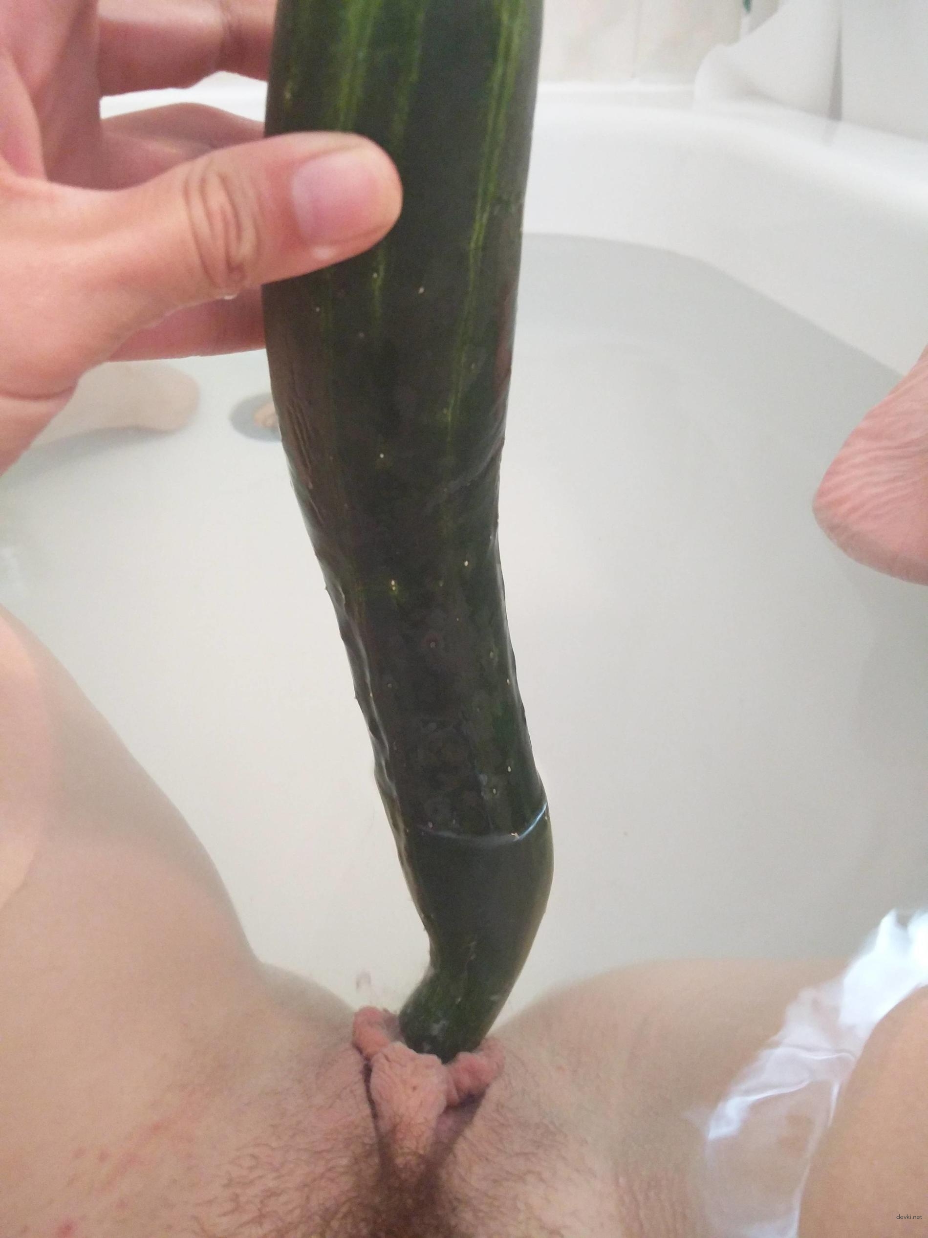 Outdoor posing and cucumber masturbation at home - Explicit solo porn
