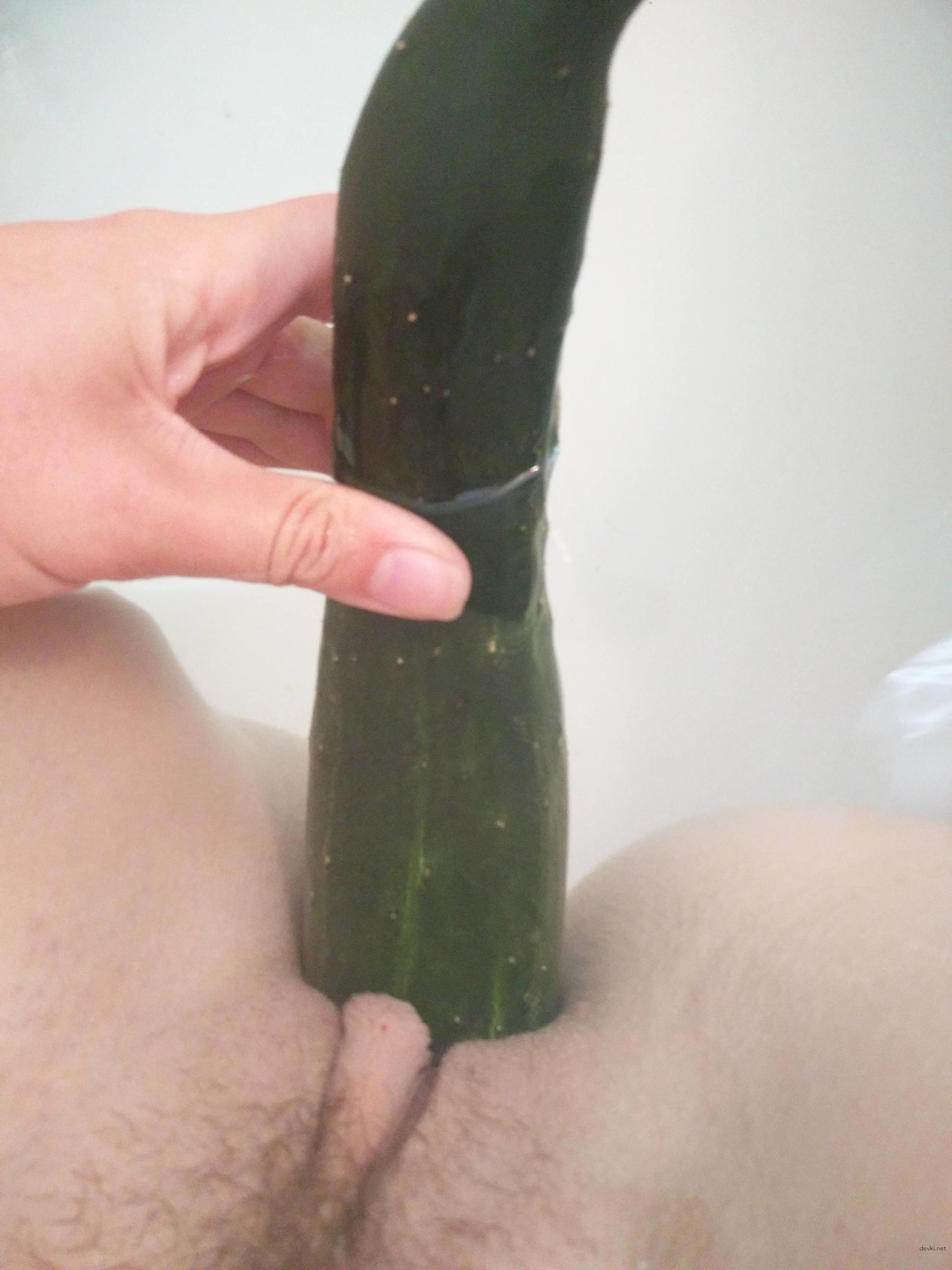 Outdoor posing and cucumber masturbation at home - Explicit solo porn