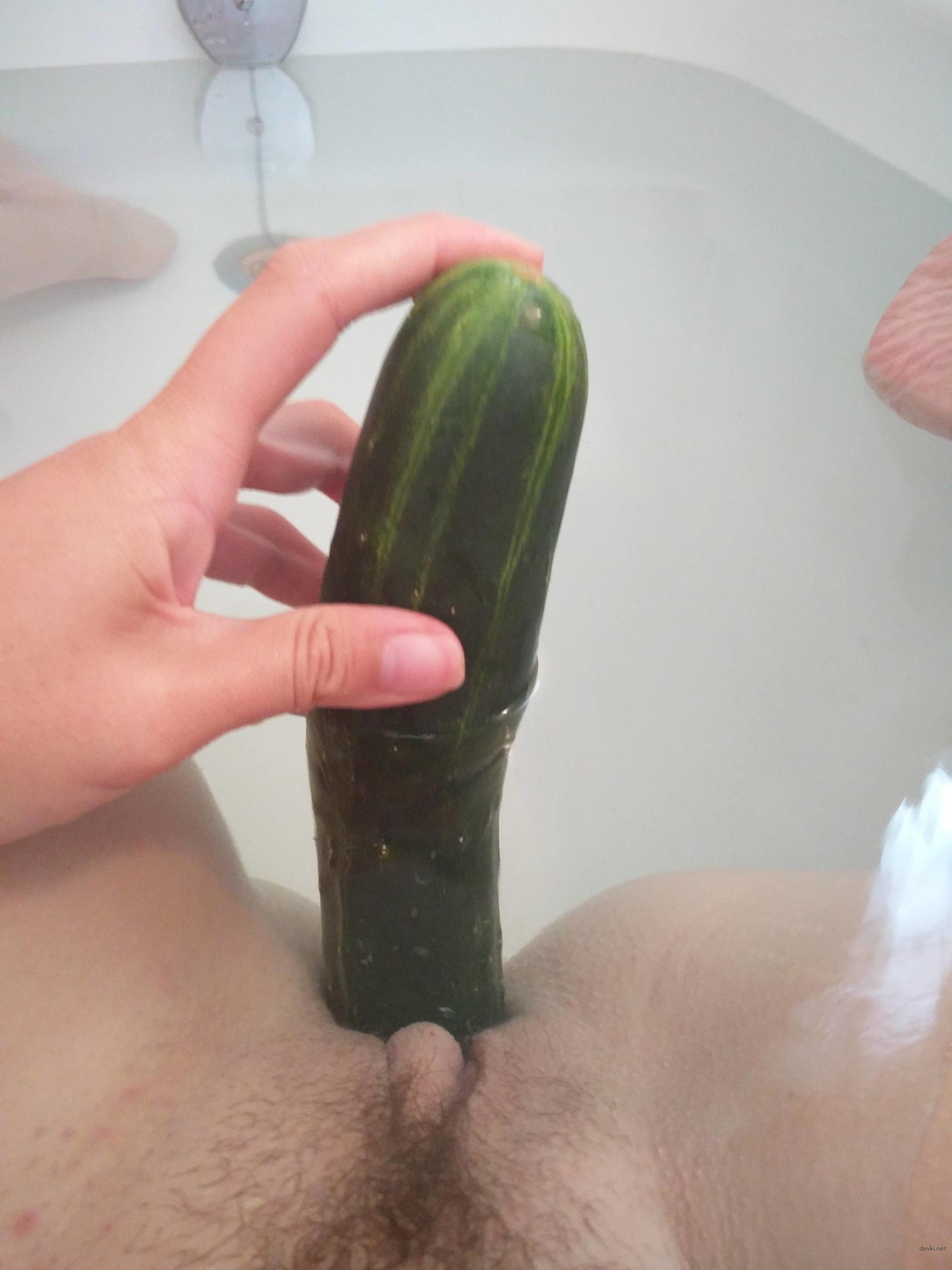 Outdoor posing and cucumber masturbation at home - Explicit solo porn