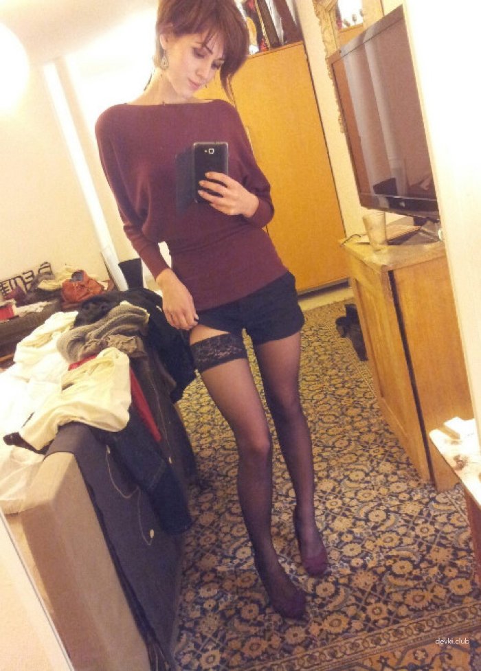 Slim and Sexy Girl Takes Erotic Selfie - Hot Young Woman in Seductive Pose