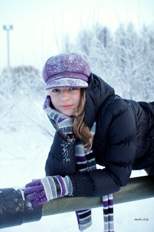 Seductive Student Poses Sexily in Snow - Sensual Winter Photoshoot