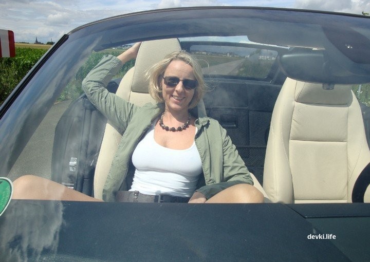 Mature Lady in Car Without Panties Under Skirt: Explicit Voyeurism