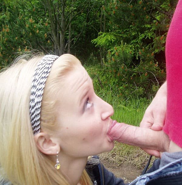 Young slut sucks cock in public street - explicit outdoor blowjob action