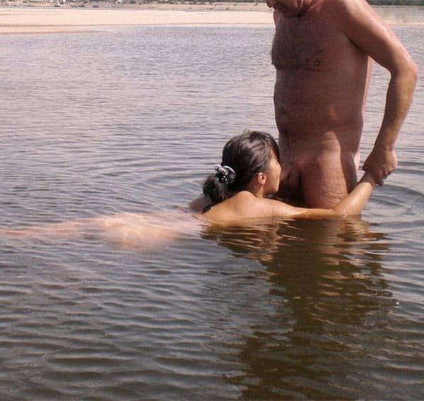 Mature Nudist Couple's Explicit Water Sex Session