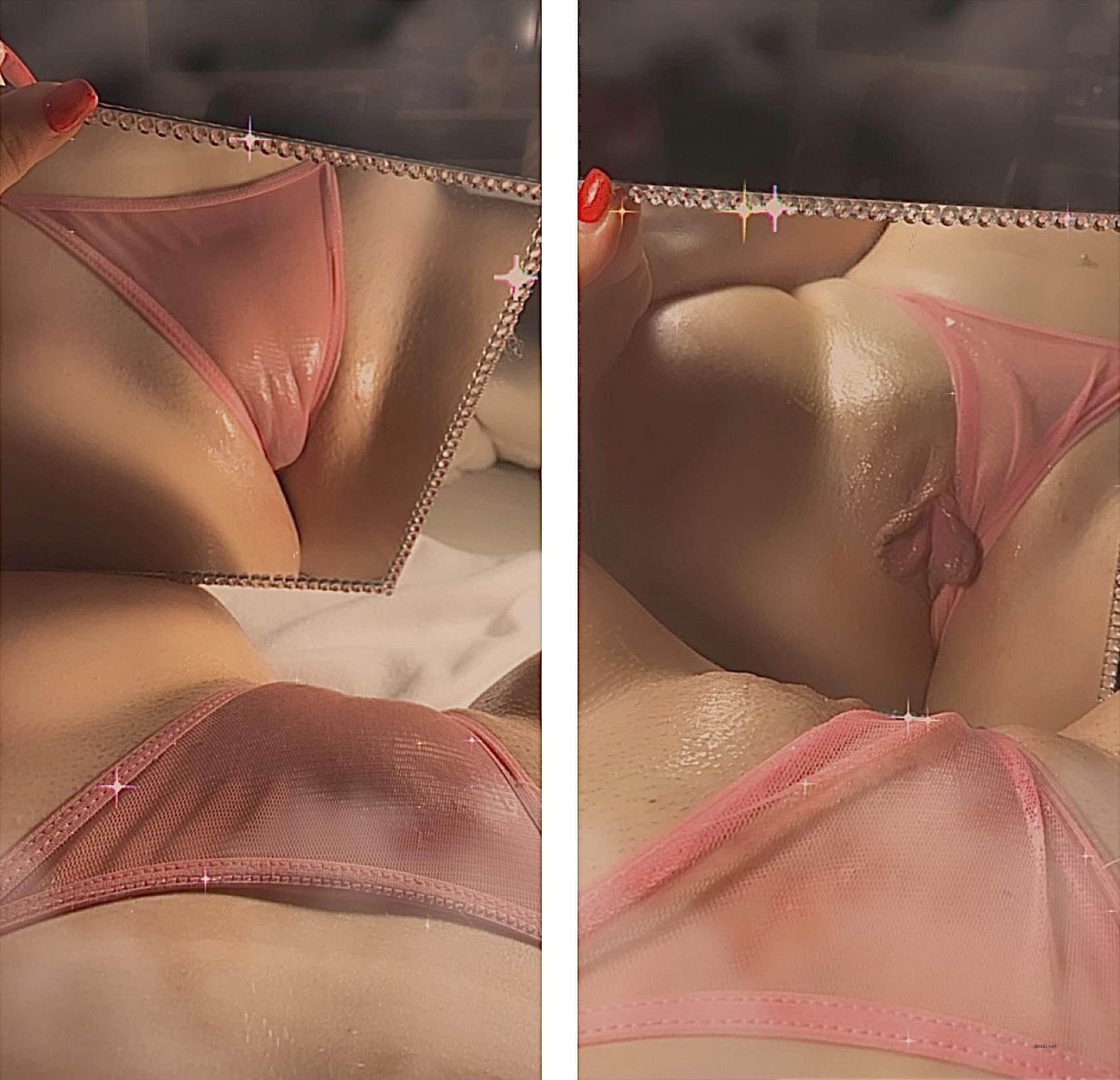 Young babe with plump booty flaunting in lingerie