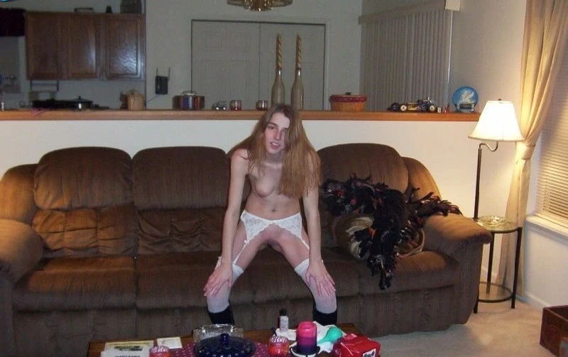 Skinny Girl Strips and Takes Big Cock