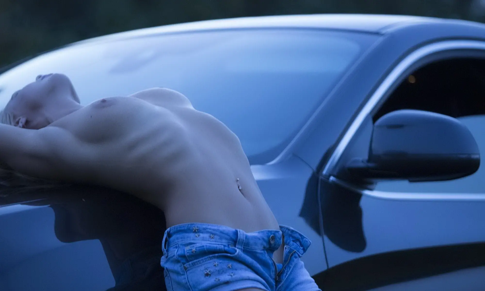 Russian Blonde Poses Naked in Car - Explicit Photoshoot