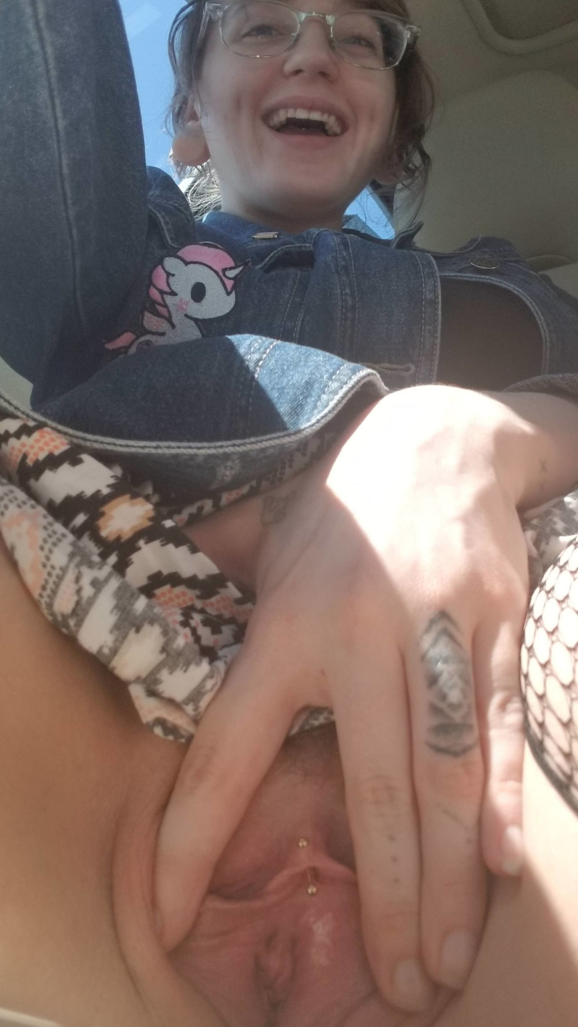 Hot babe flaunts huge tits and pussy