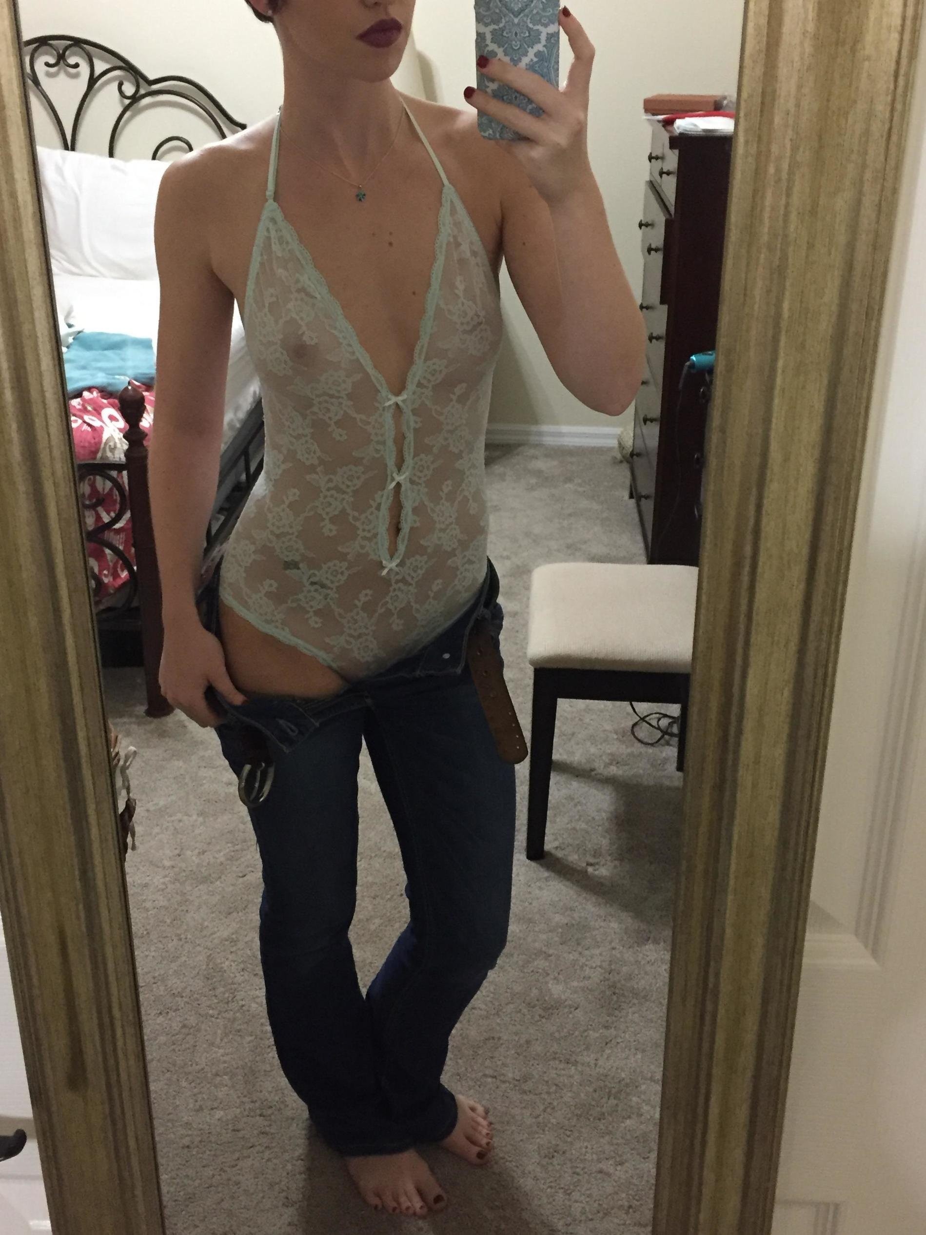 Naked Selfie: Posing Nude in Front of Mirror for Explicit Photoshoot