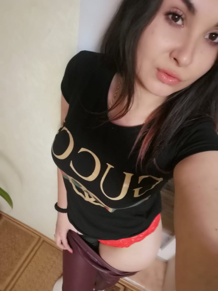 Beautiful Busty Young MILF Erotically Poses in Red Lingerie Showing Her Pussy – photo 1