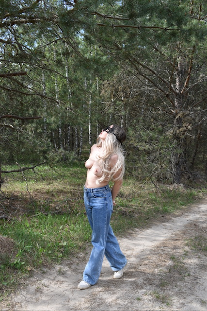 Topless Girl in Coat with No Underwear Exposed