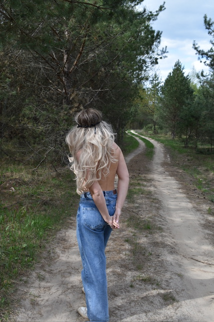 Topless Girl in Coat with No Underwear Exposed