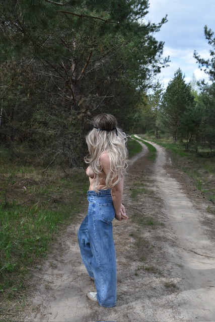 Topless Girl in Coat with No Underwear Exposed