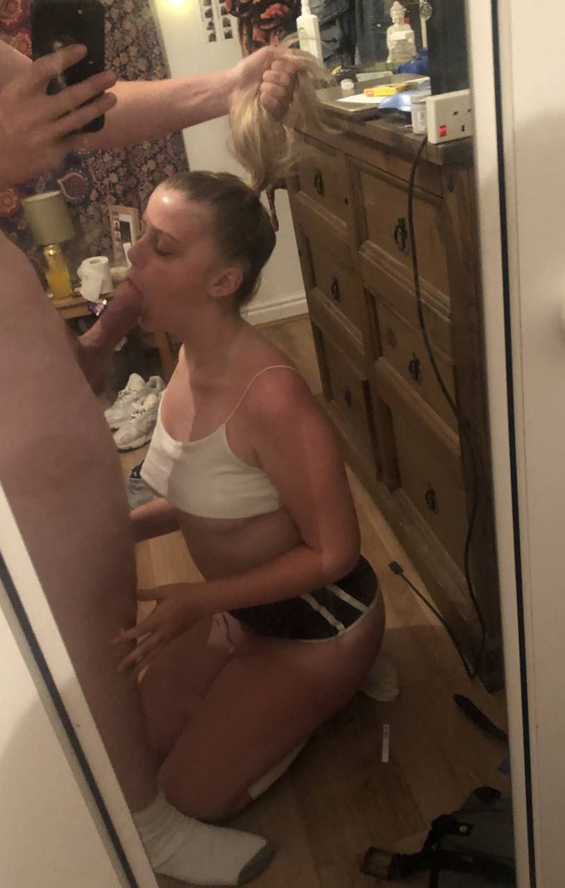 Cute Blonde Loves Blowjob and Deepthroats Thick Cock