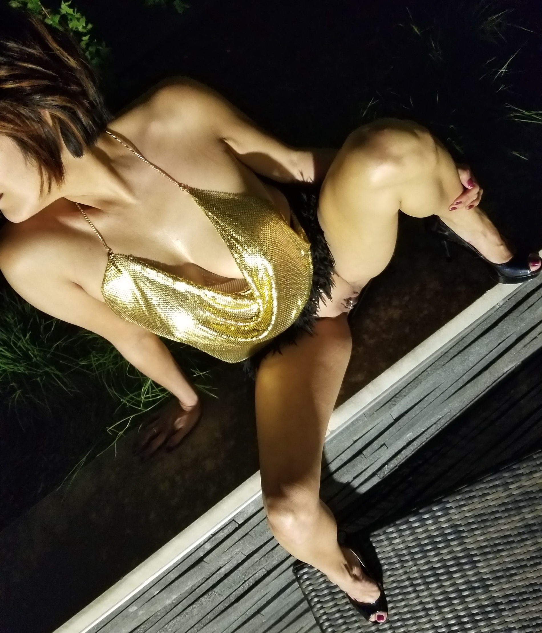 Naked woman in intimate selfies with hot curves