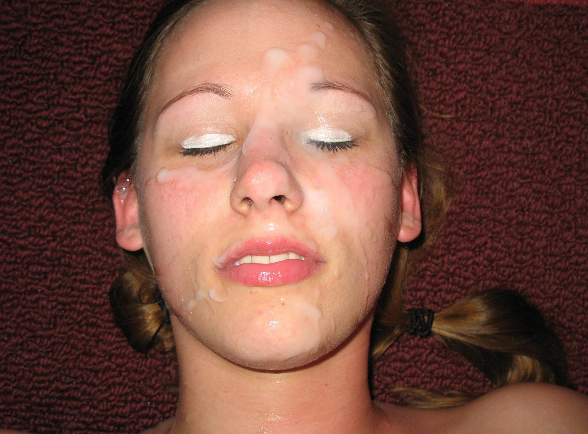 Naughty Cute Woman Covered in Cum - Homemade Porn Photos