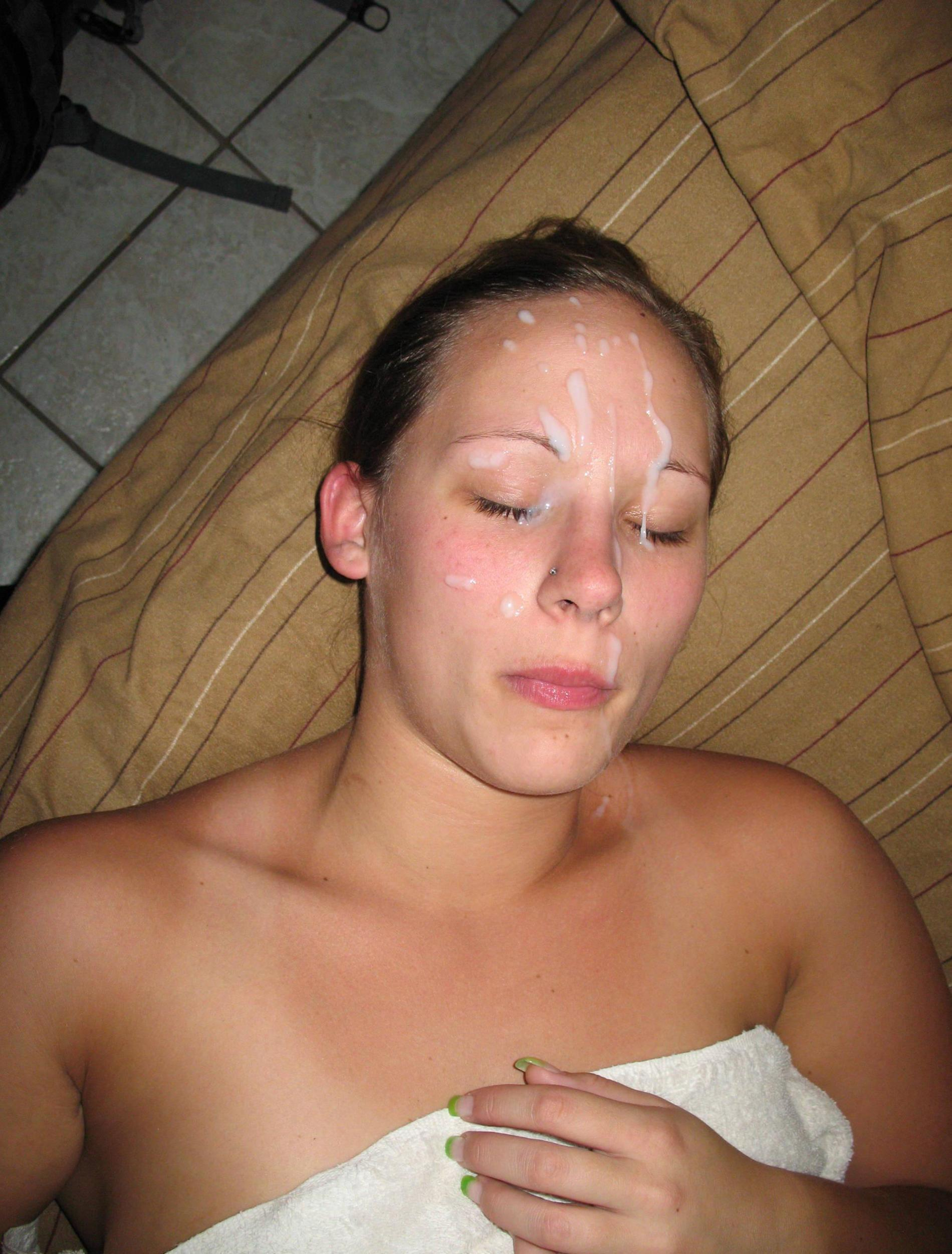 Naughty Cute Woman Covered in Cum - Homemade Porn Photos