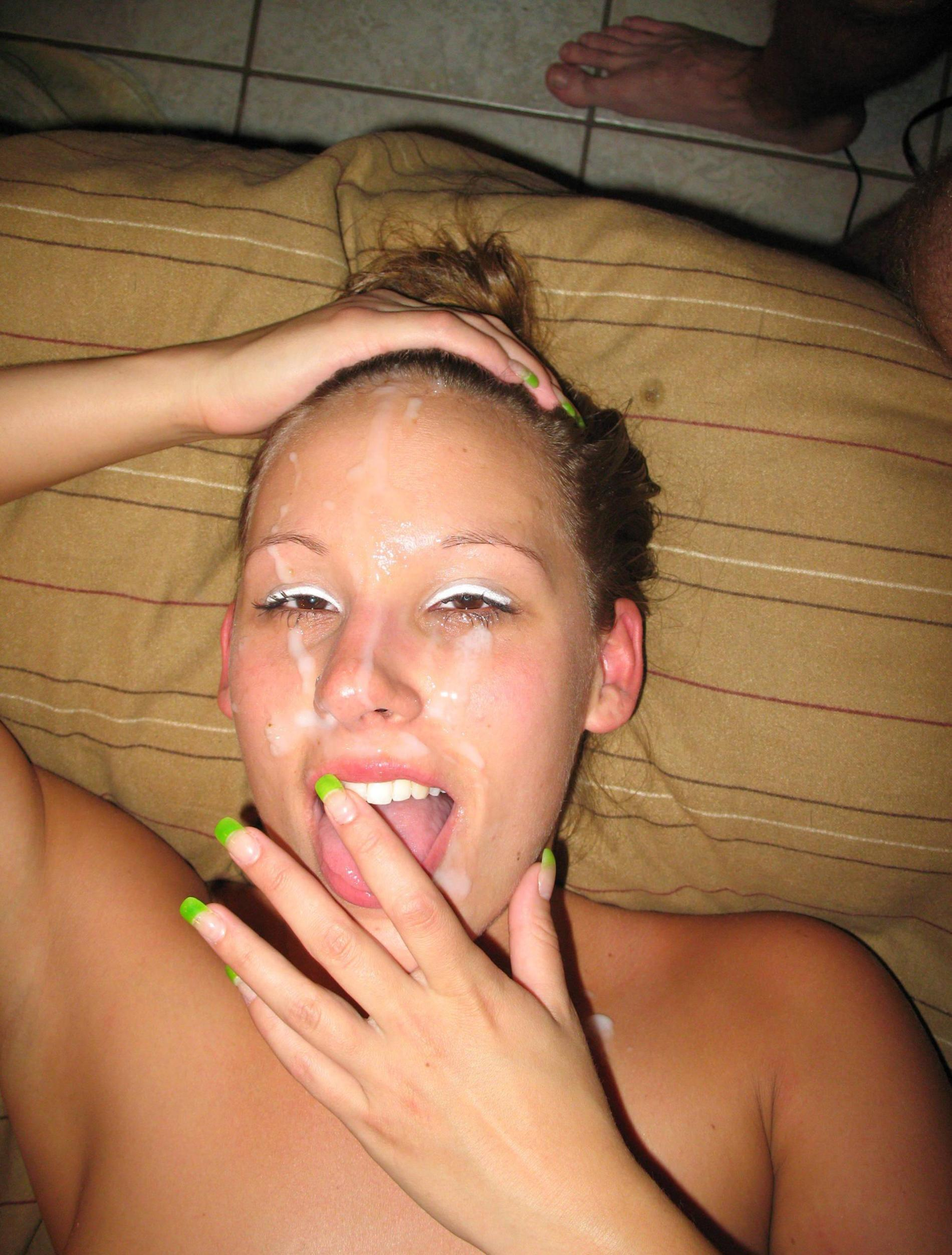 Naughty Cute Woman Covered in Cum - Homemade Porn Photos