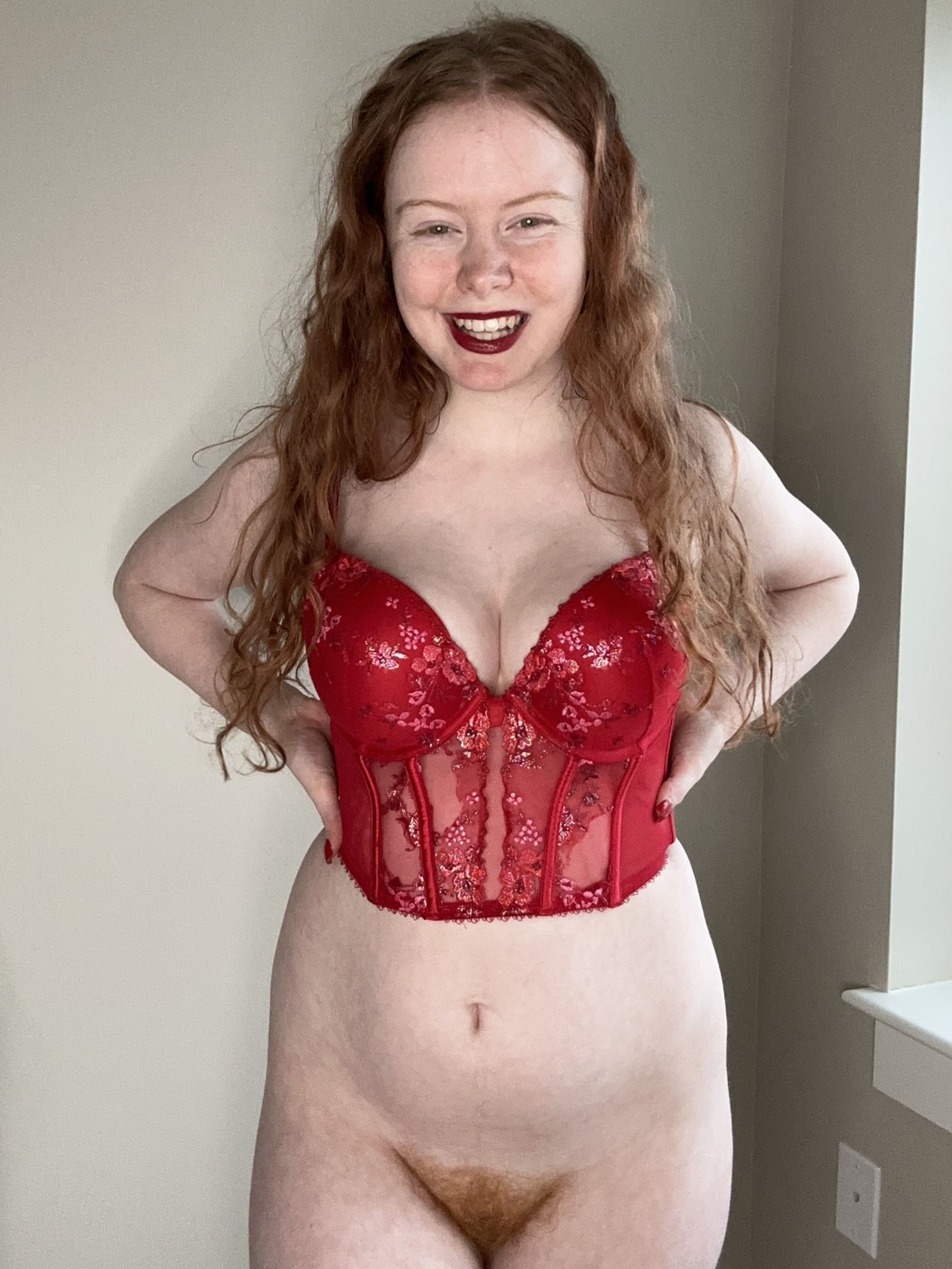 Redhead Young Girl with Hairy Pussy and Beautiful Perky Tits