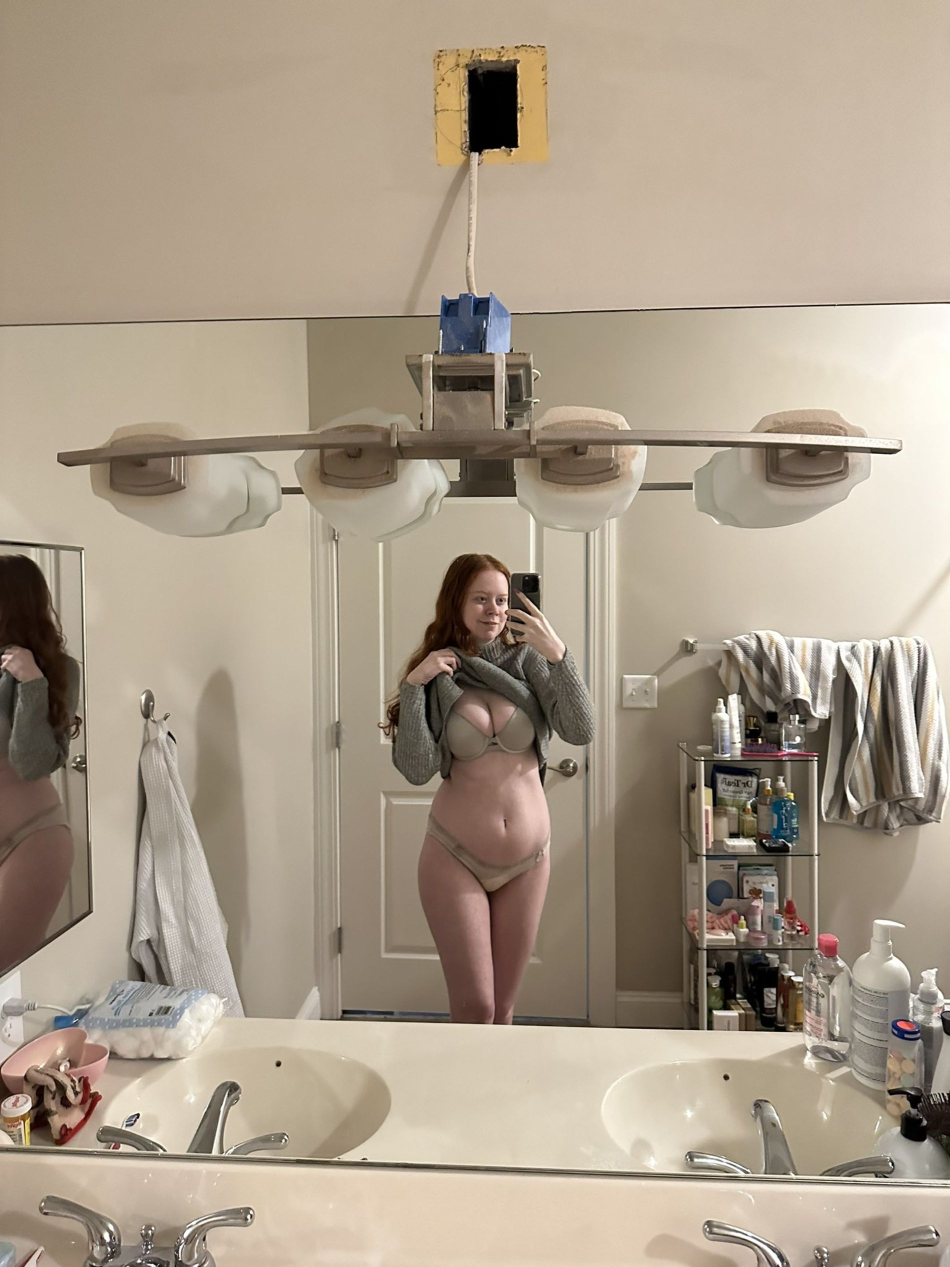 Redhead Young Girl with Hairy Pussy and Beautiful Perky Tits