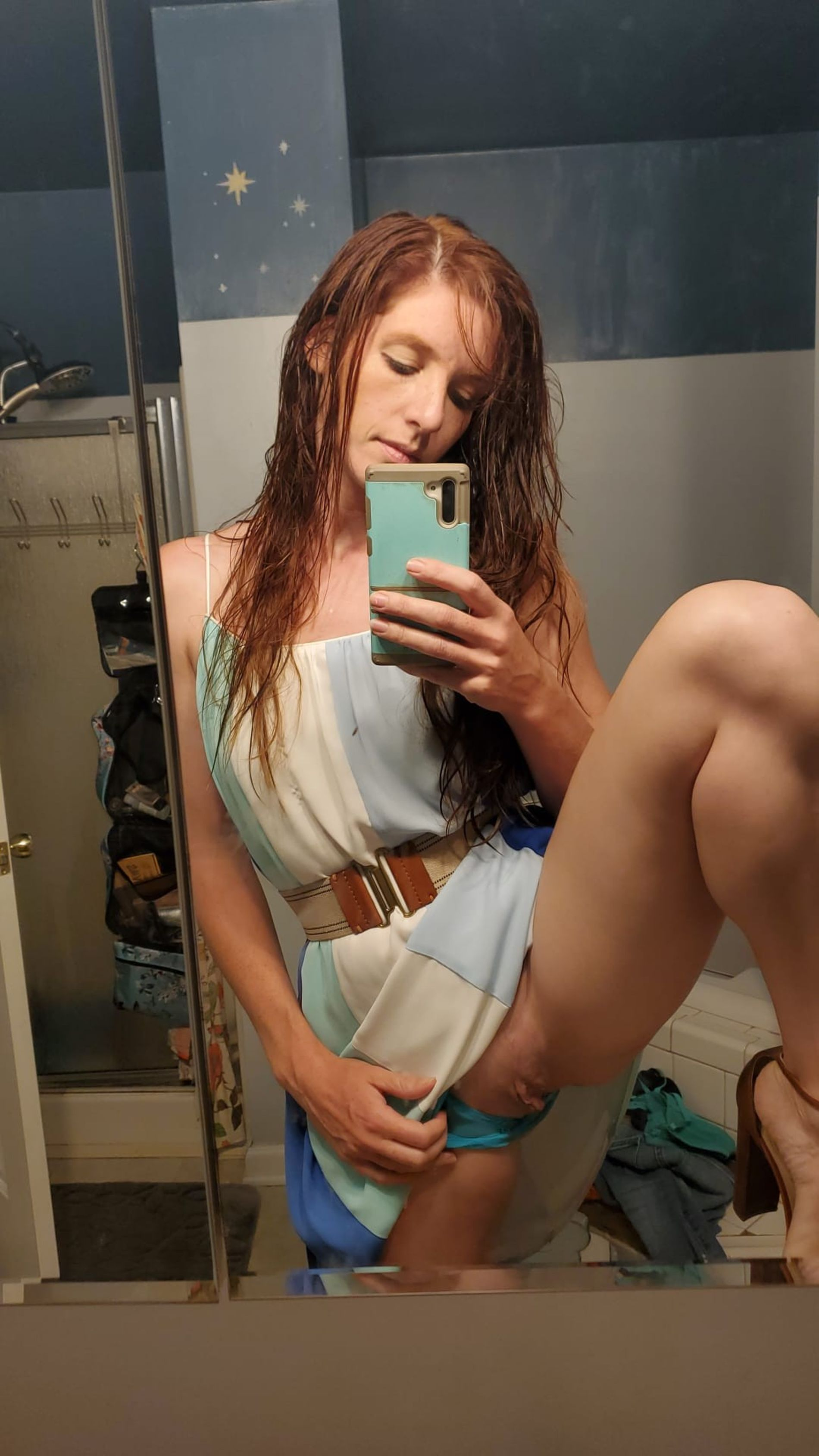 Naked Redhead Girl Takes Mirror Selfie - Explicit Nude Photo