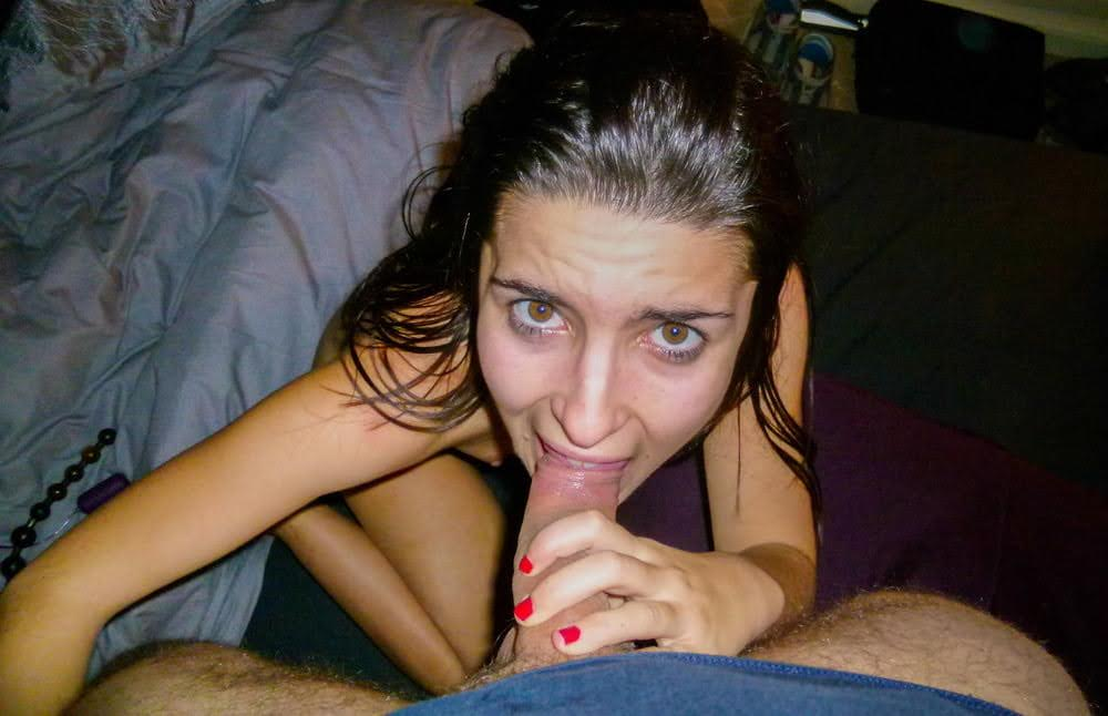 Attractive Girlfriend Strips and Sucks Cock