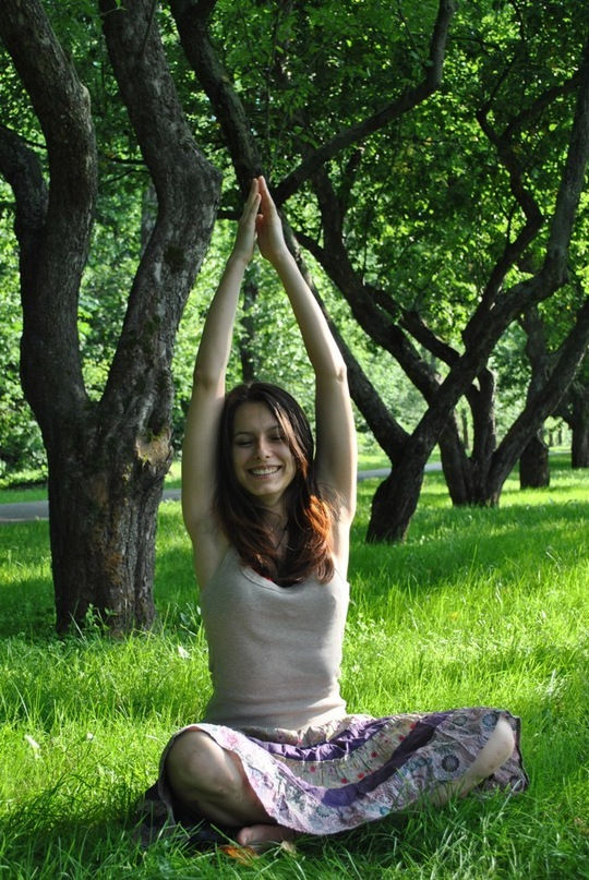 Attractive girl takes photo with naked pussy