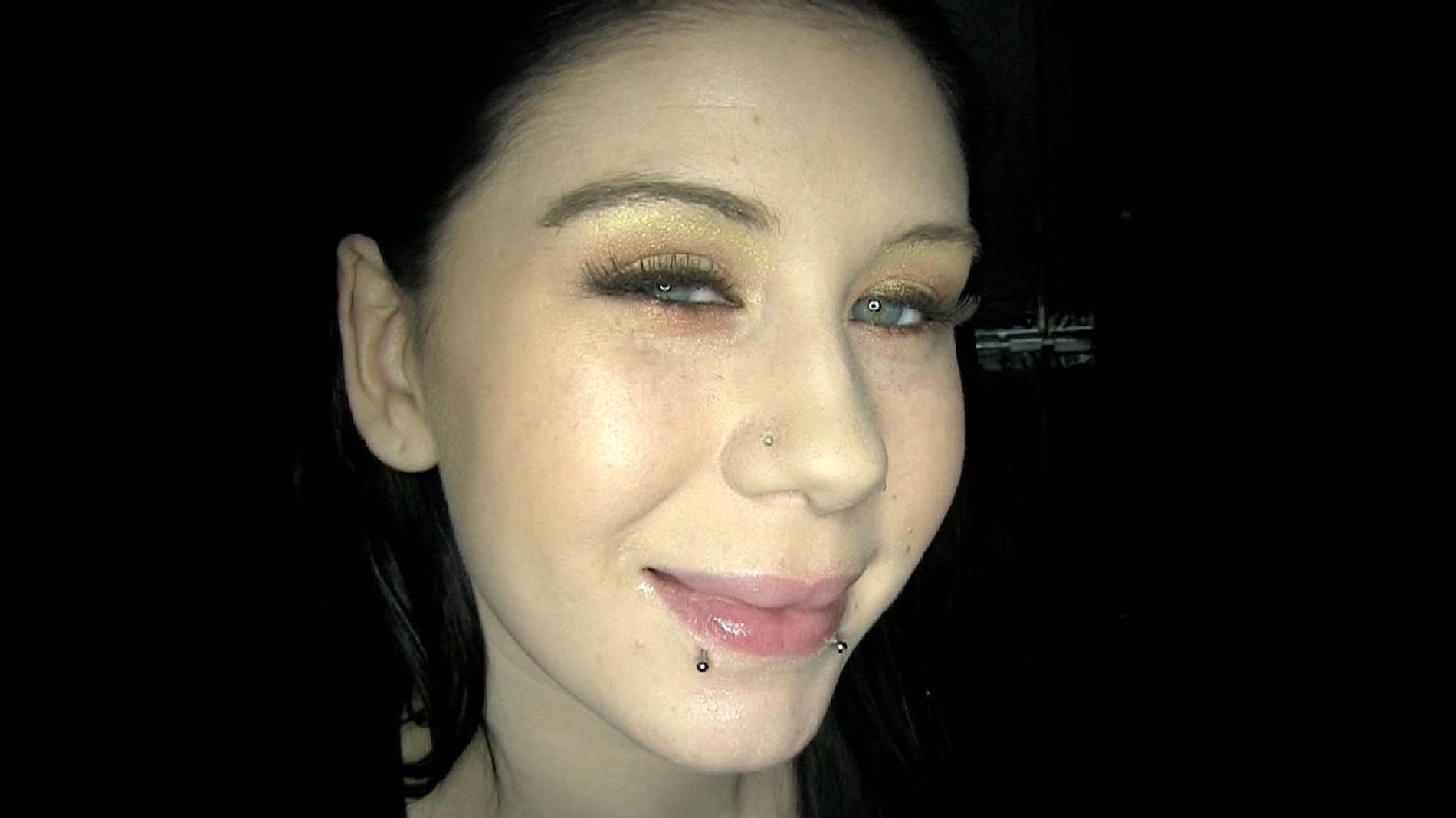 Girl Sucks Cock and Swallows Cum Through Gloryhole