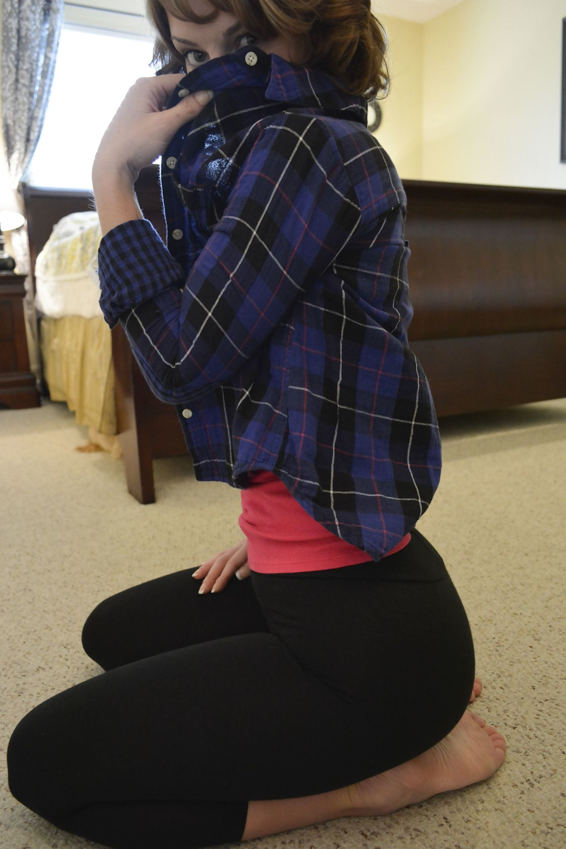 Stunning girl with athletic body strips naked for us